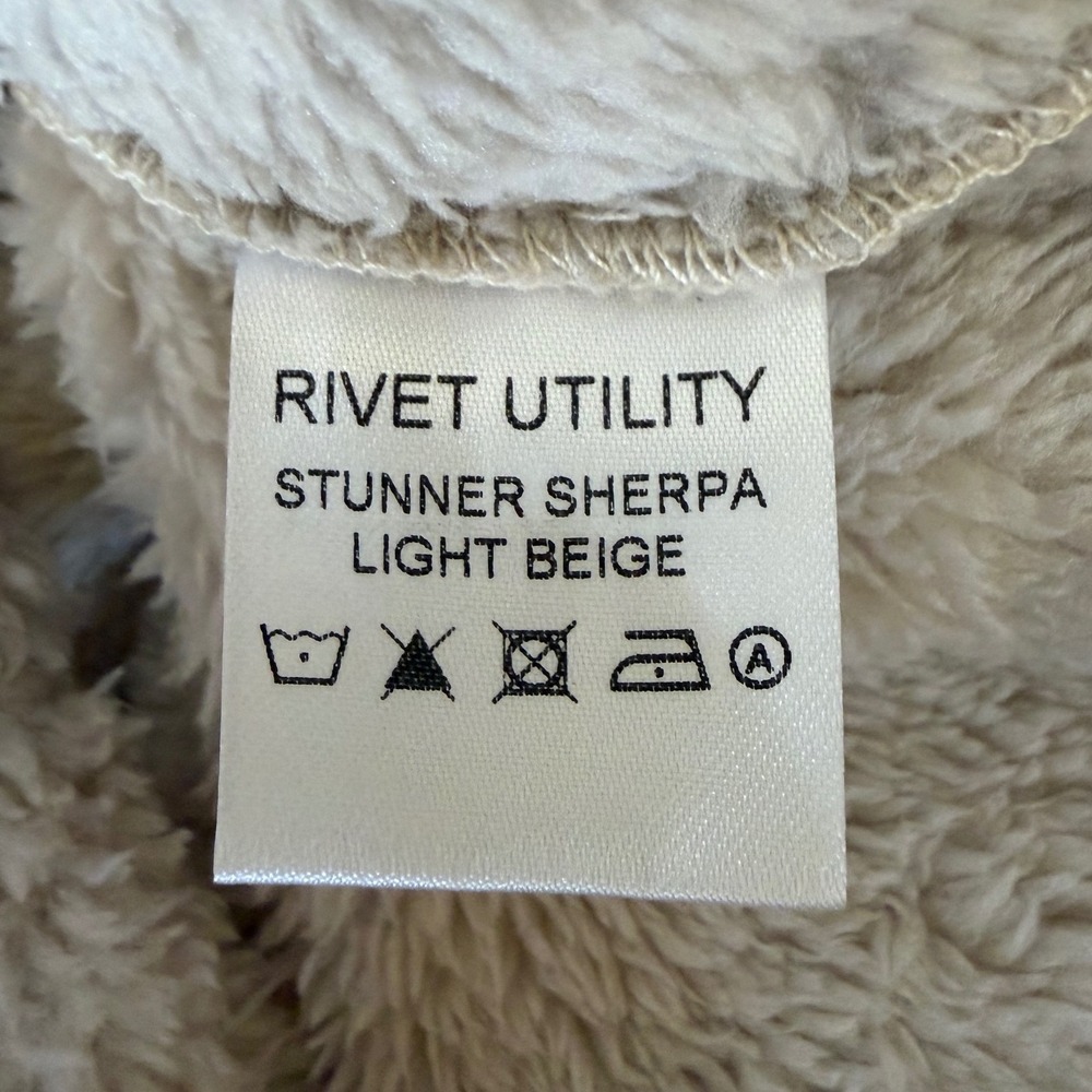 Rivet Utility Light Beige Stunner Teddy Sherpa Romper Small Cozy Loungewear - Picture 8 of 9